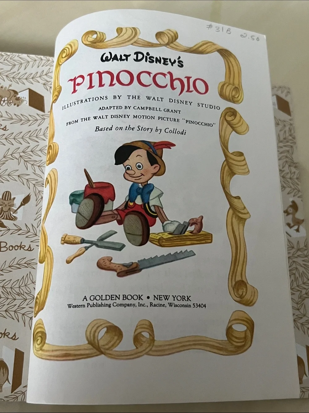 Vintage 1990s Disney Pinocchio Little Golden Book Original 1995 Store Receipt